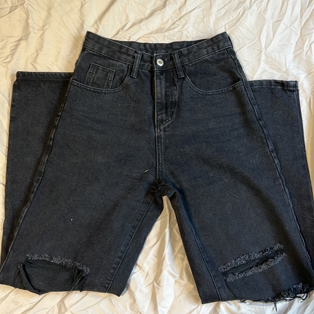 NEW High Rise Ripped Straight Leg Size XXS - Picture 2 of 3